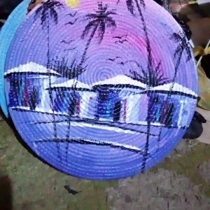 Hand-Painted African Sunset Woven Wall Art